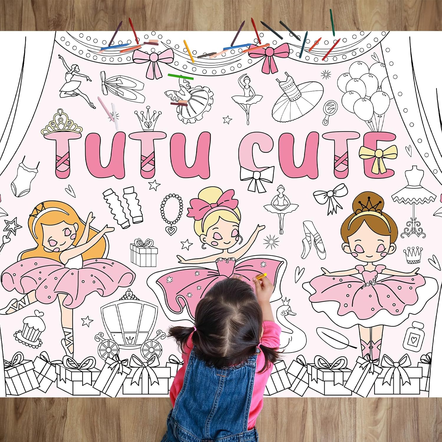 Giant Ballerina Coloring Tablecloth for Kids