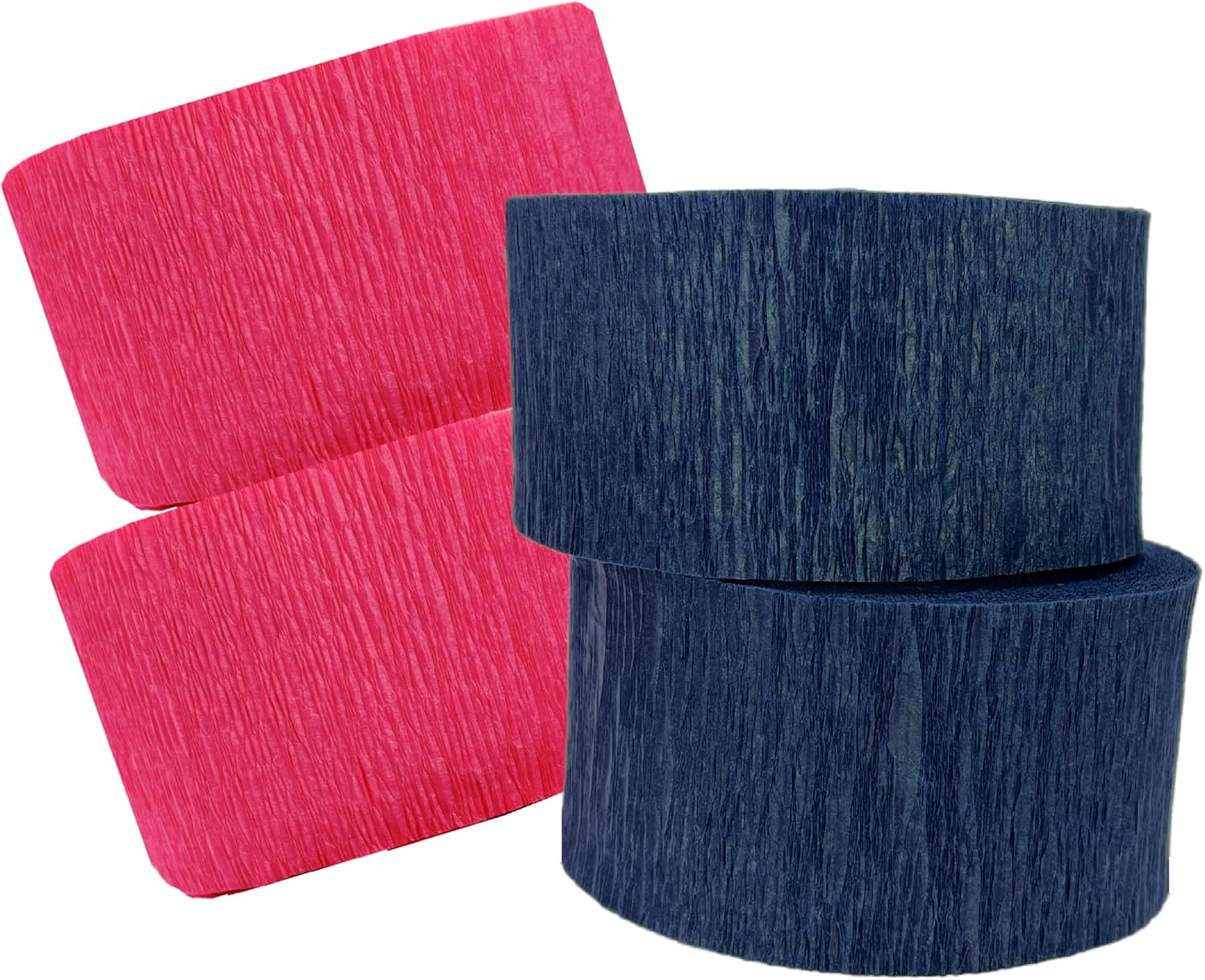 K-Kraft USA-Made Crepe Paper Streamers 2 Rolls Hot Pink and 2 Rolls Midnight Blue