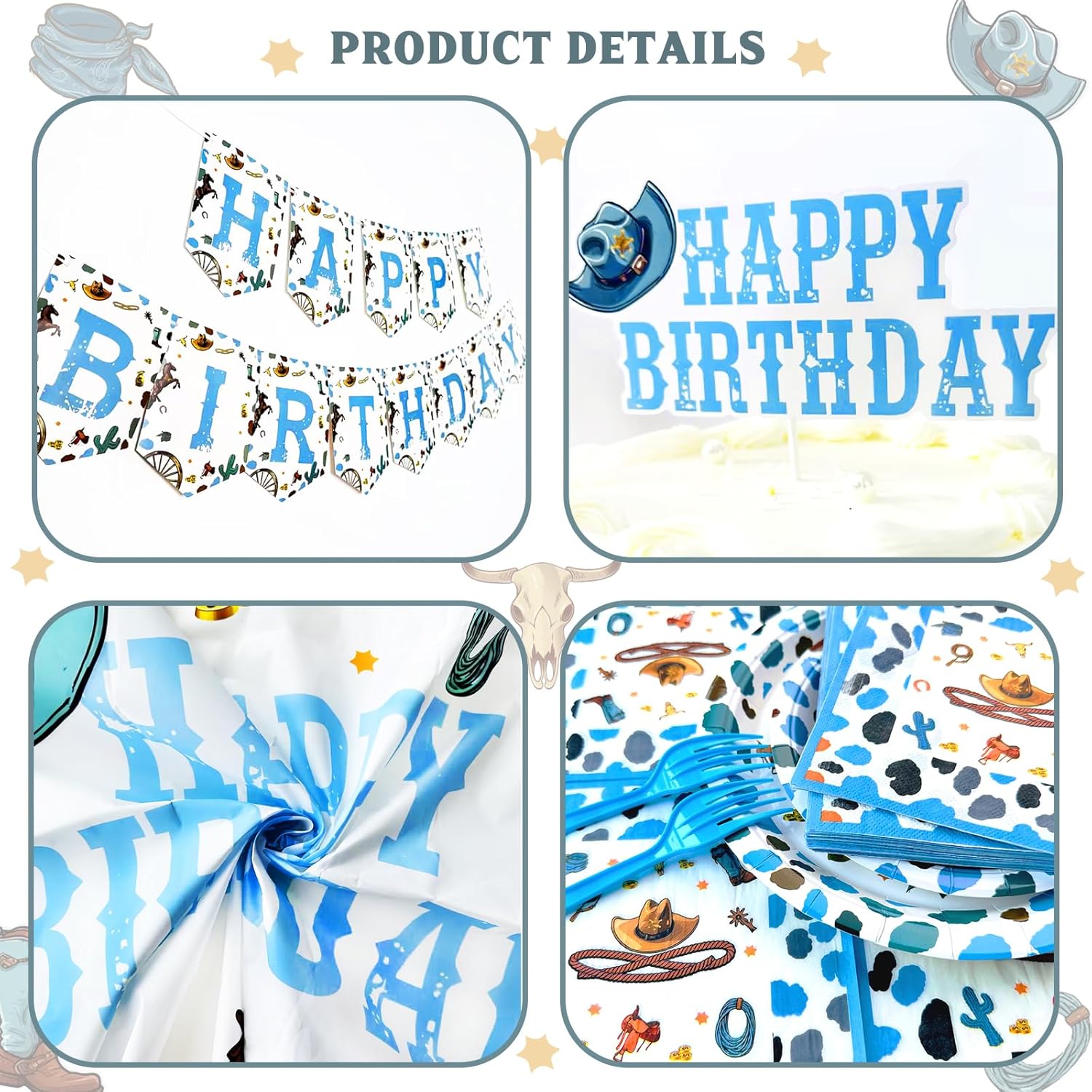 Cowboy Party Decorations Set for Boys