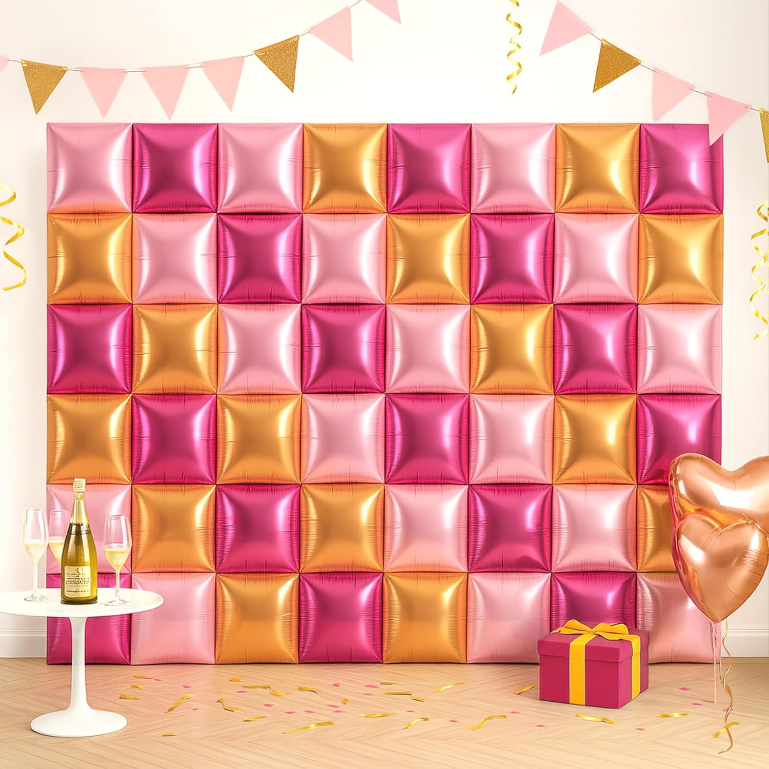 HOMEZZO Champagne Pink Balloon Wall Backdrop - 50PCS Double Sided Foil Balloons for Birthday Decor