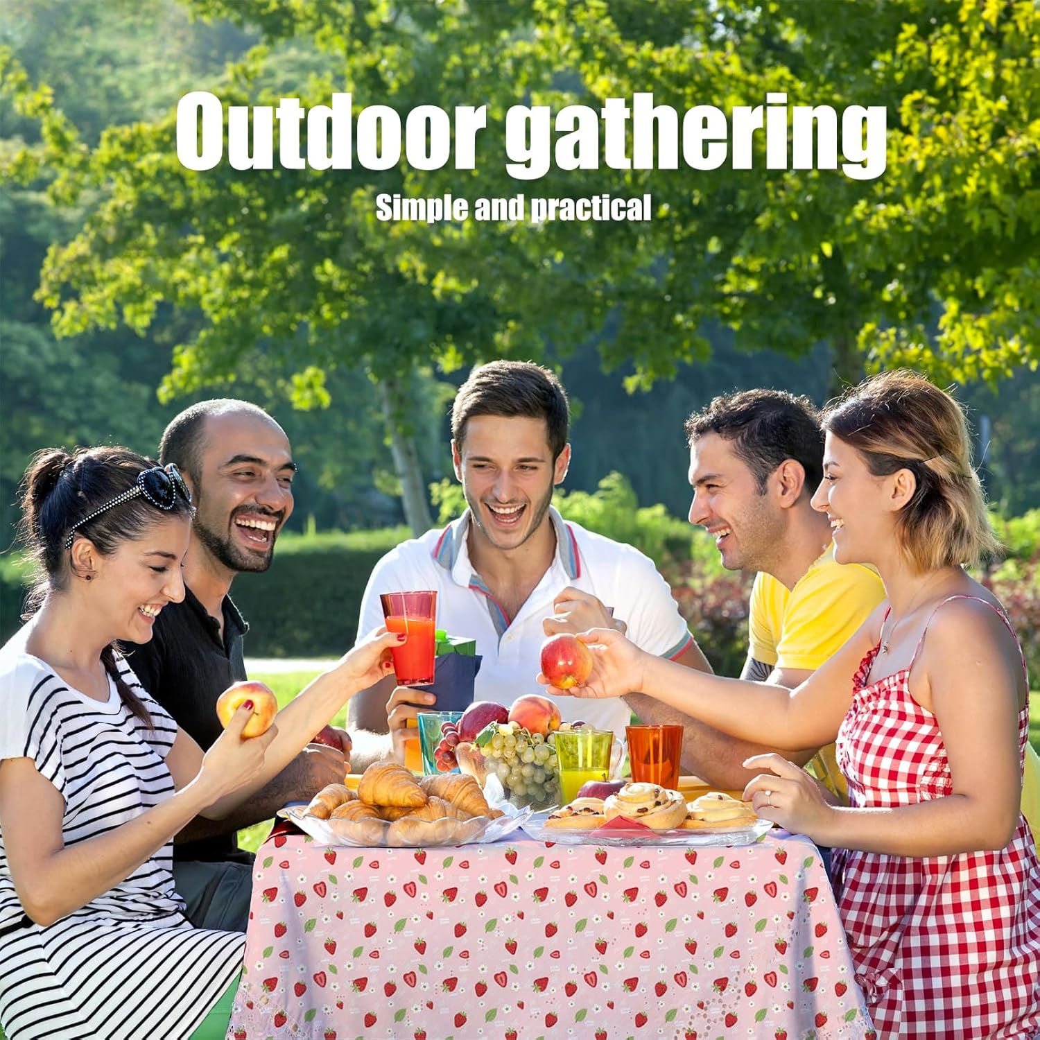 4 Pack Strawberry Theme Tablecloth Party Decorations for Girls Birthday Baby Shower 108 X 54 in