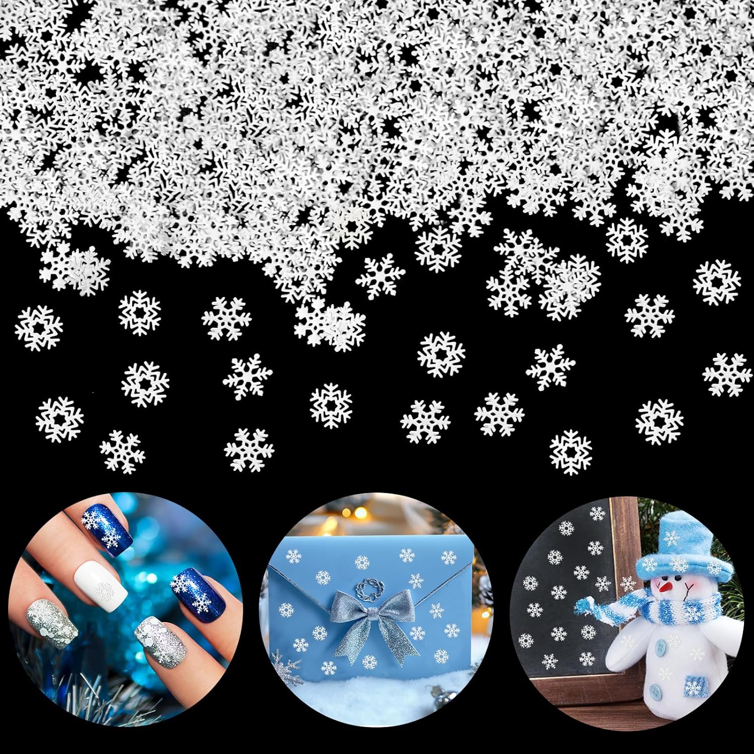 400 Pcs Mini Metal Snowflake Craft Decor