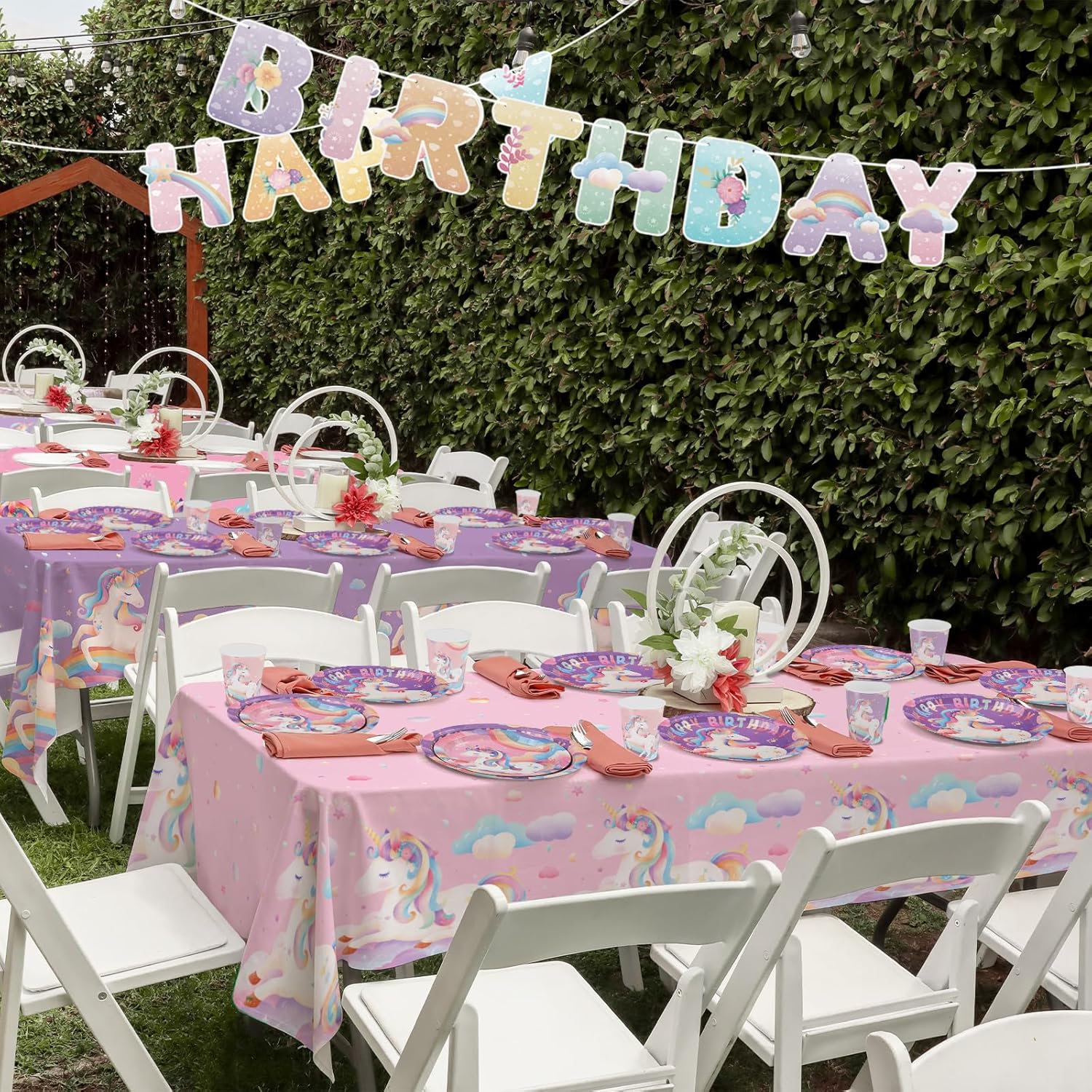 Gatherfun Unicorn Party Supplies Set 2-Pack Tablecloths