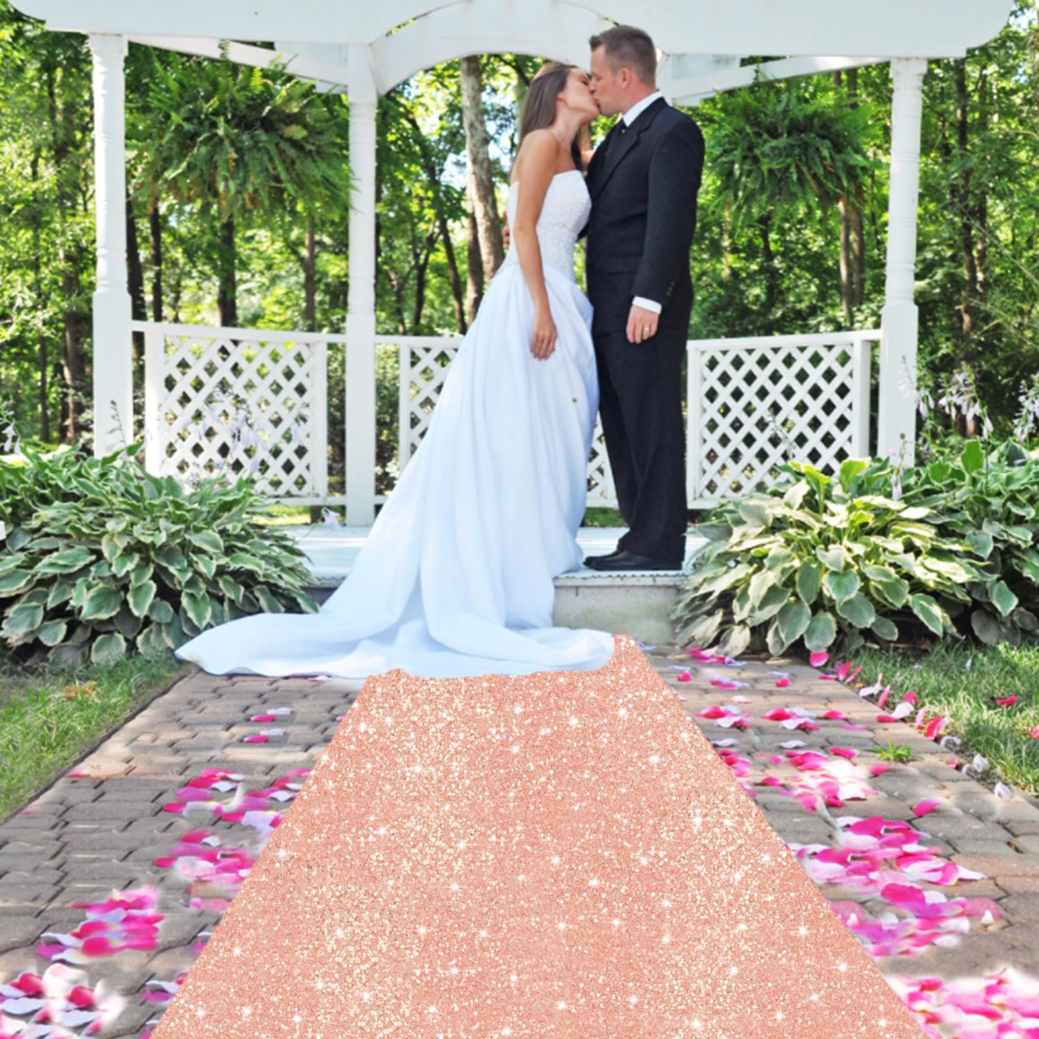 Rose Gold Sequin Aisle Runner Rug 2ft x 15ft