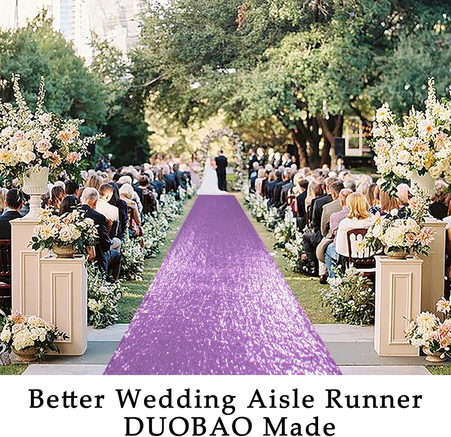 DUOBAO Lavender Sequin Aisle Runner 15FTx2FT Wedding Decor