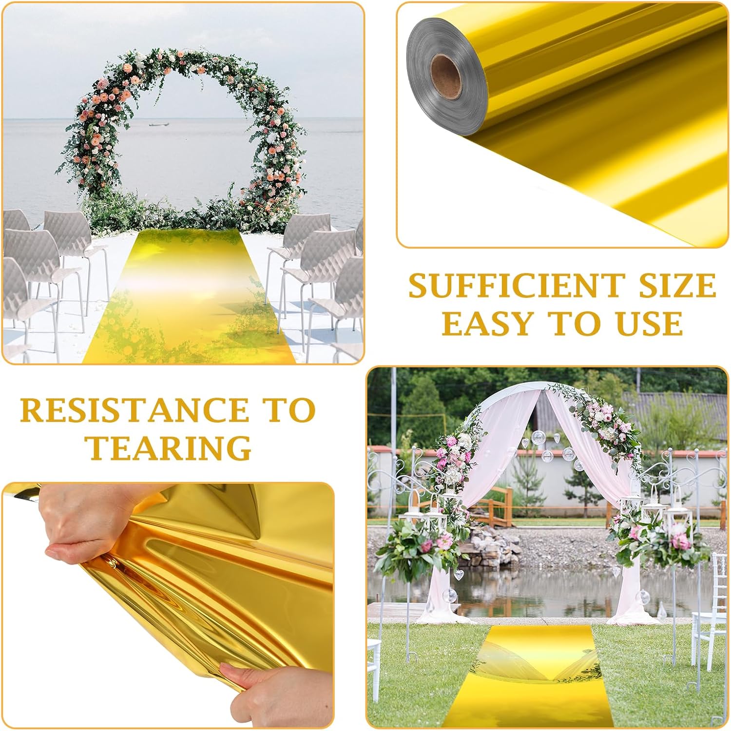 33 x 984 Ft Gold Aisle Runner for Wedding
