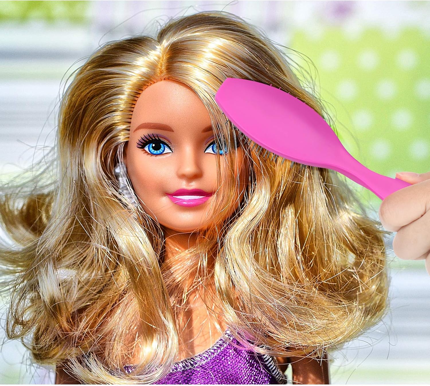 Patelai 4 Piece Plastic Pink Doll Hair Brush Set