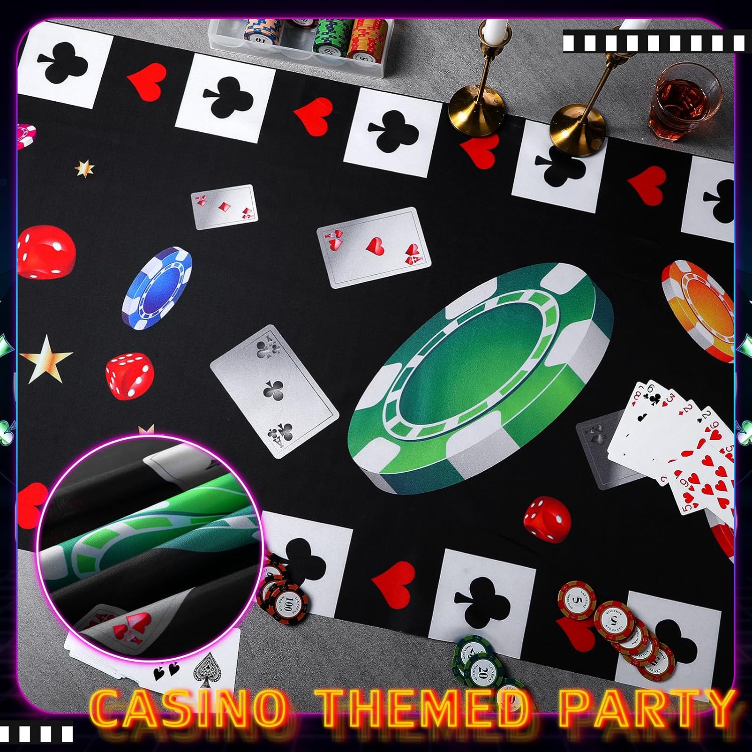 Thyle Casino Red and Black Carpet Runner Rug for Party Aisle