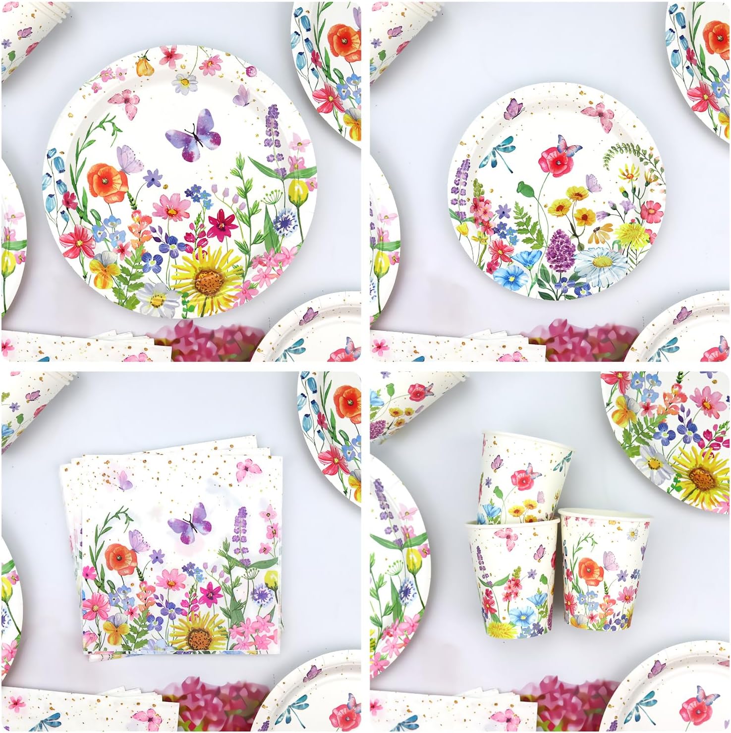 Wildflower Party Tableware Set for 20 Guests