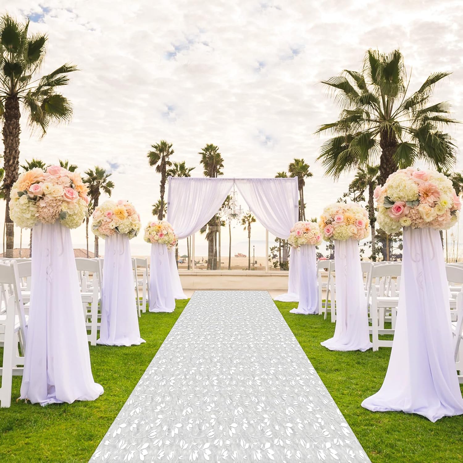 Elegant White Olive Aisle Runner for Wedding Ceremony 3x100ft