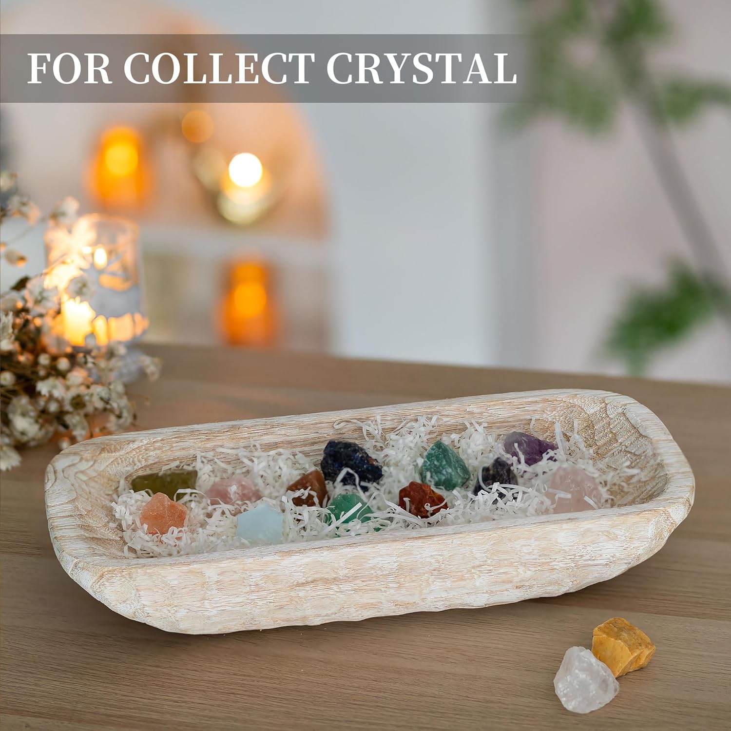 Hanobe Decorative Wood Dough Bowl for Centerpieces