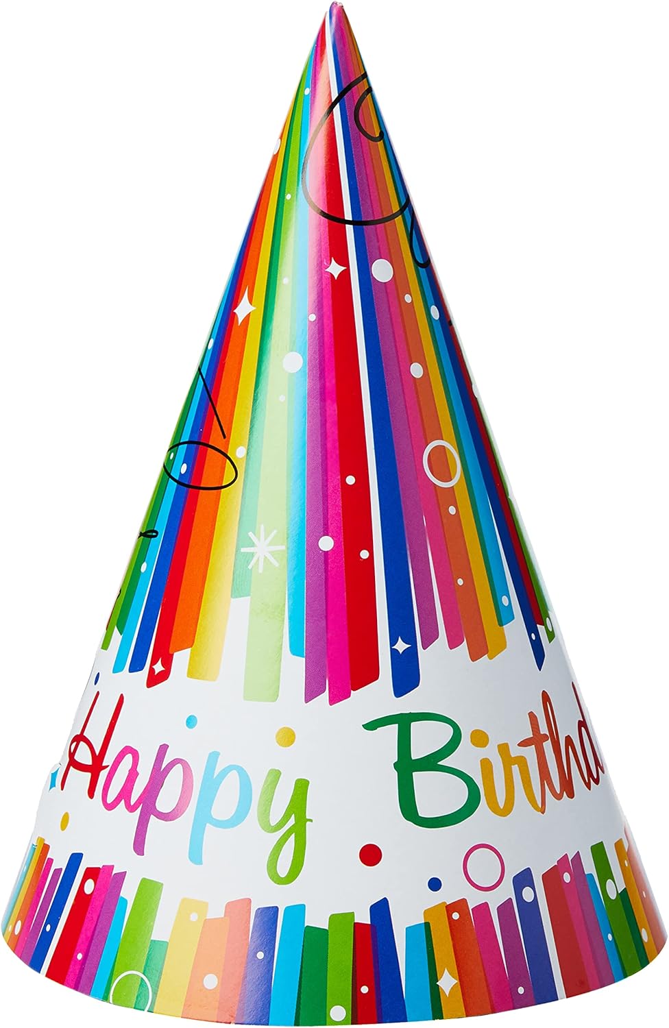 Multicolor Rainbow Ribbons Party Hats Pack Of 8