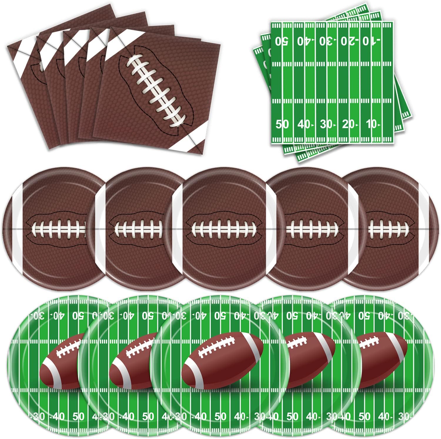 Oigco Football Party Plates Napkins Cups Set for 24 Guests