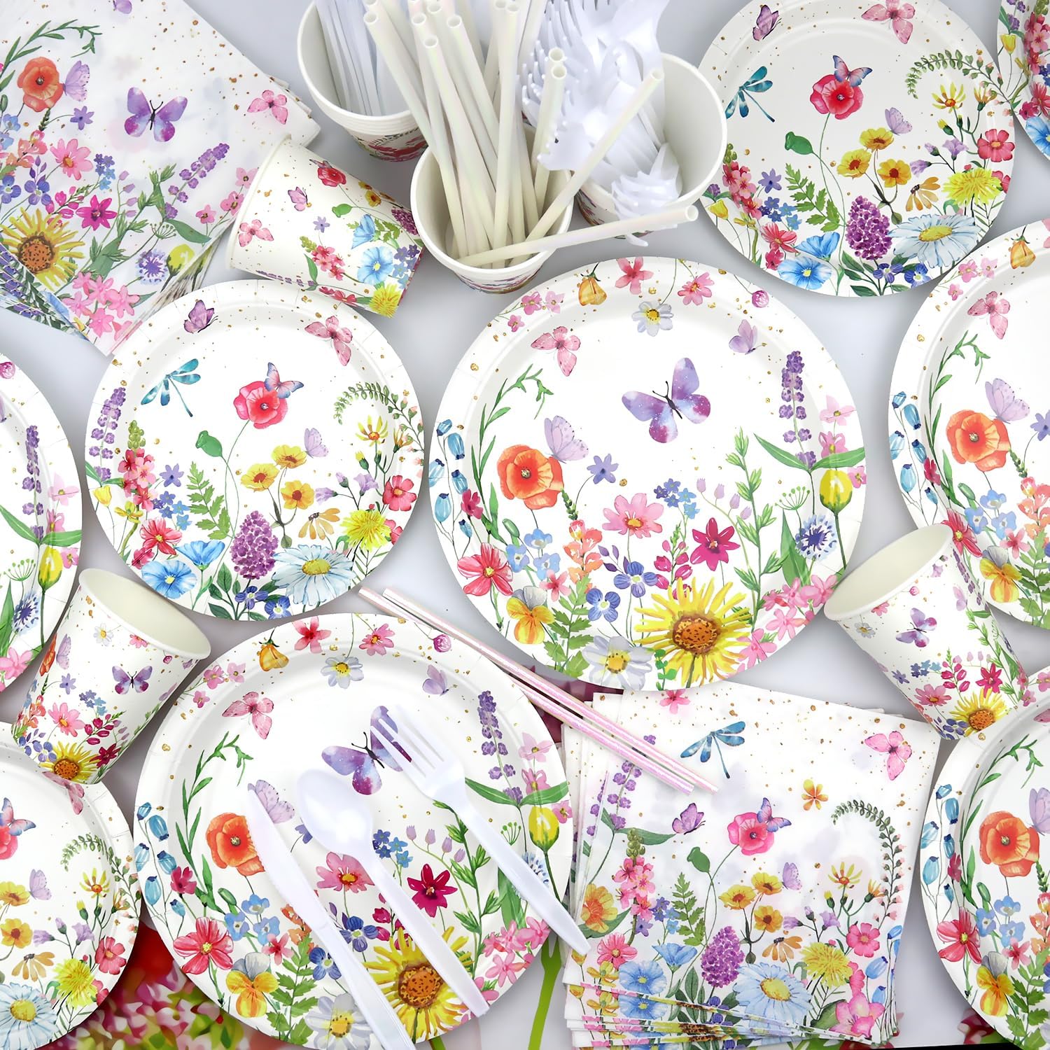 Wildflower Party Tableware Set for 20 Guests