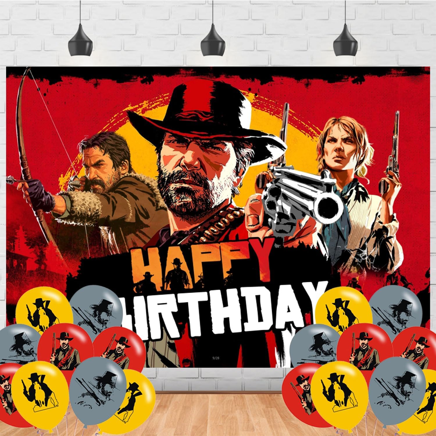 Dead of Red Birthday Anime Decorations Banner Backdrop