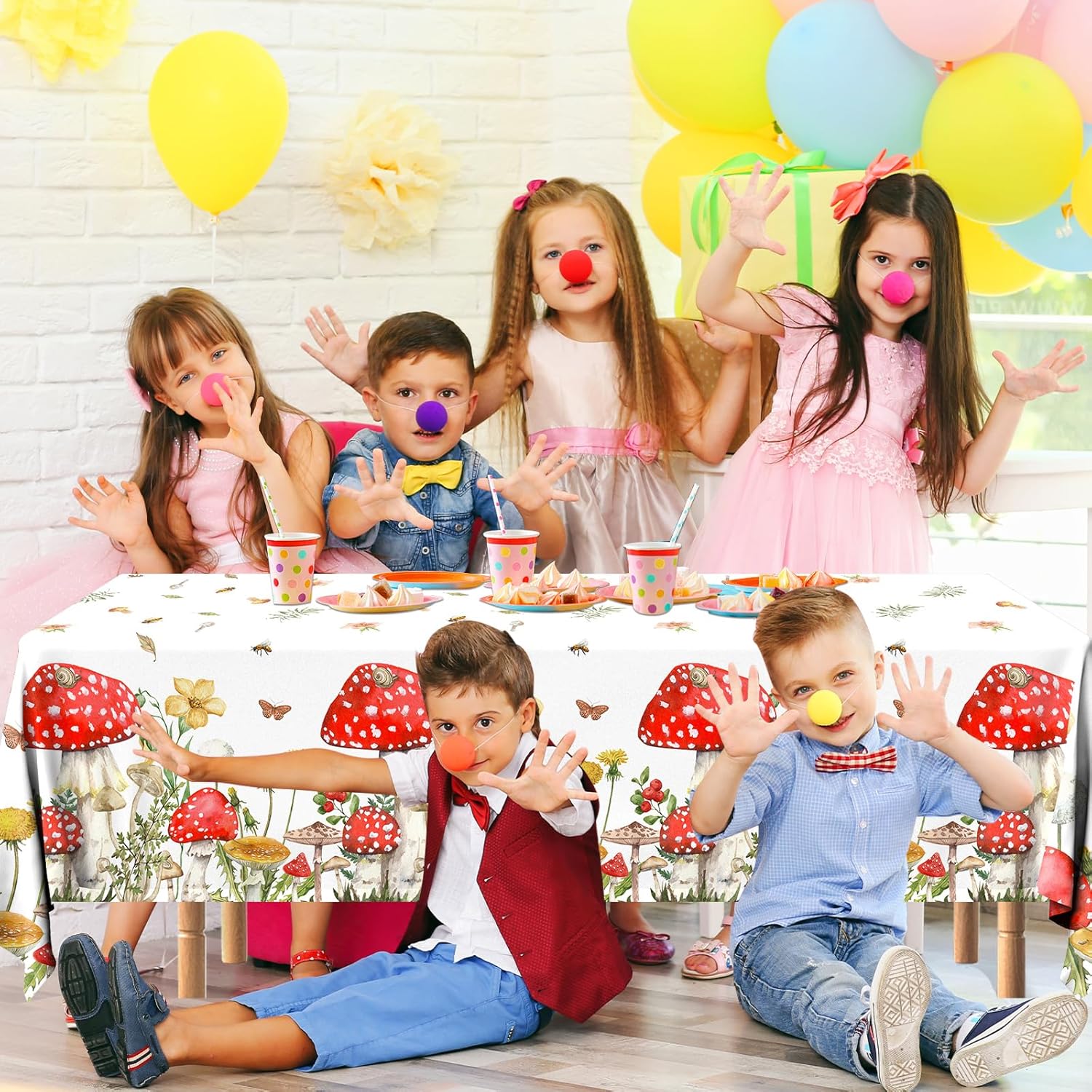 Juweked 3Pcs Mushroom Tablecloth Rectangles