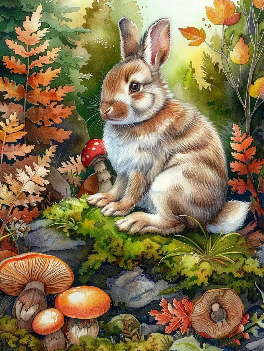 5D Diamond Painting Kit Vintage Bunny 8x12inch