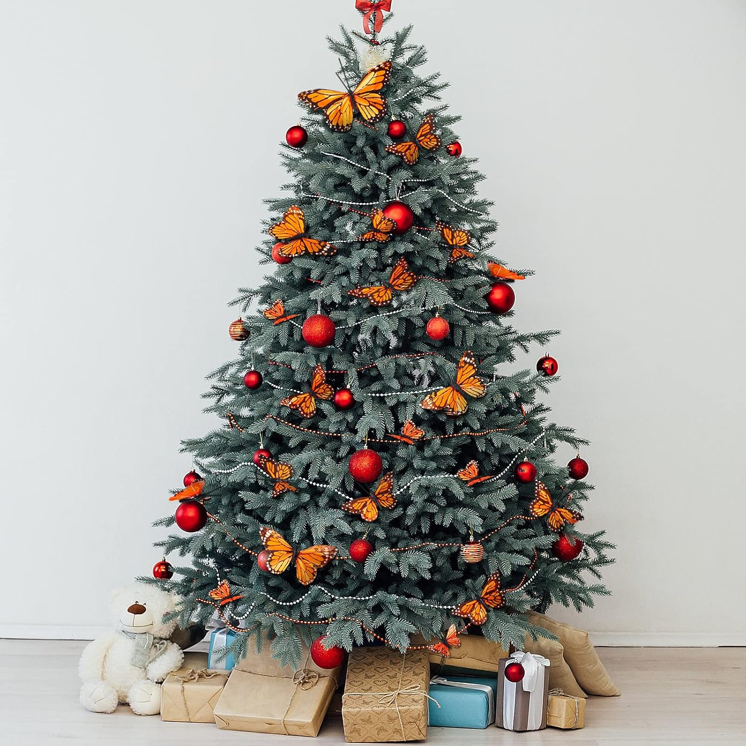 24 Pcs Monarch Butterfly Decorations Artificial Floral Picks with Wire for Wall and Vase