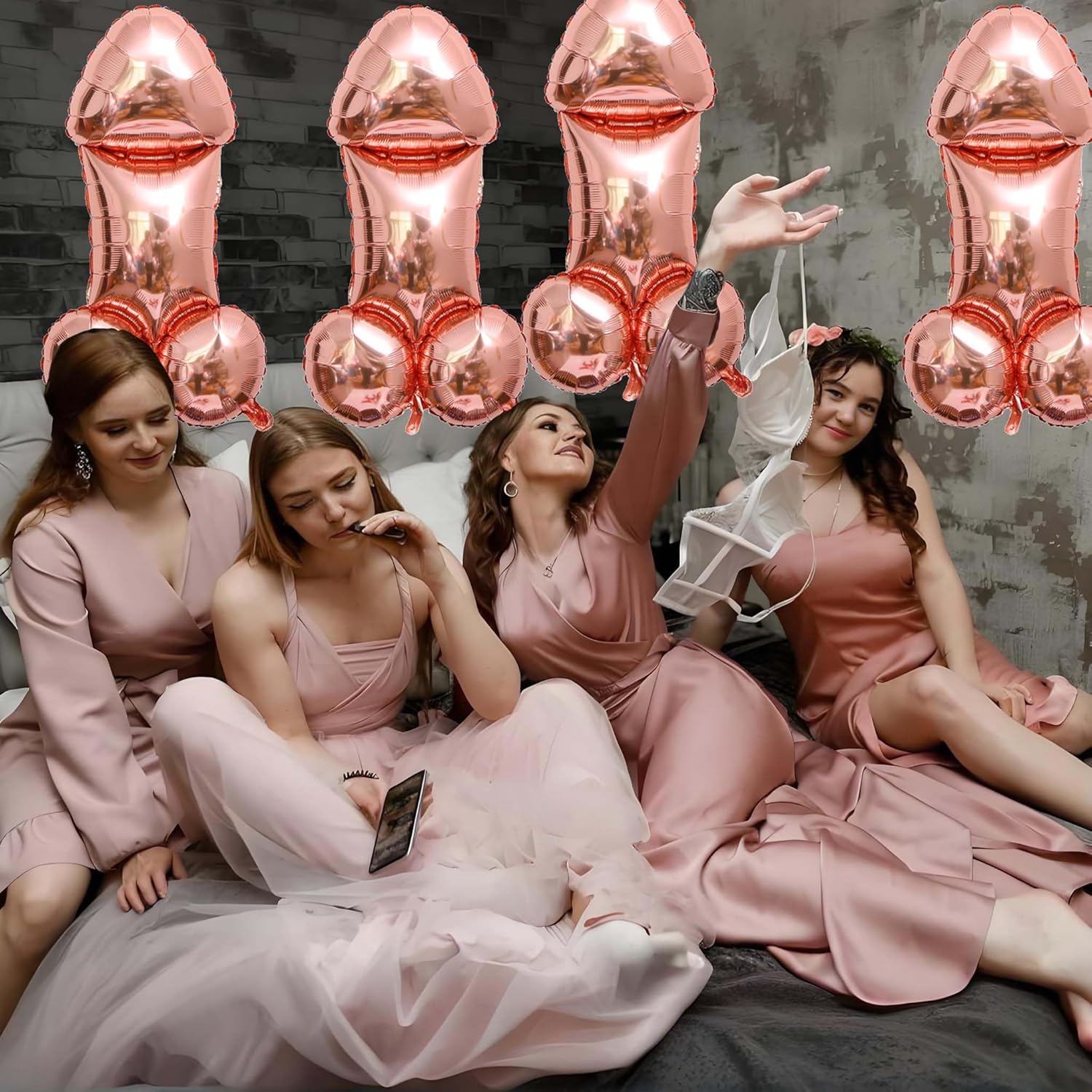 4 Pcs Bachelorette Balloons Funny Party Favors Decorations for Bridal Shower and Engagement