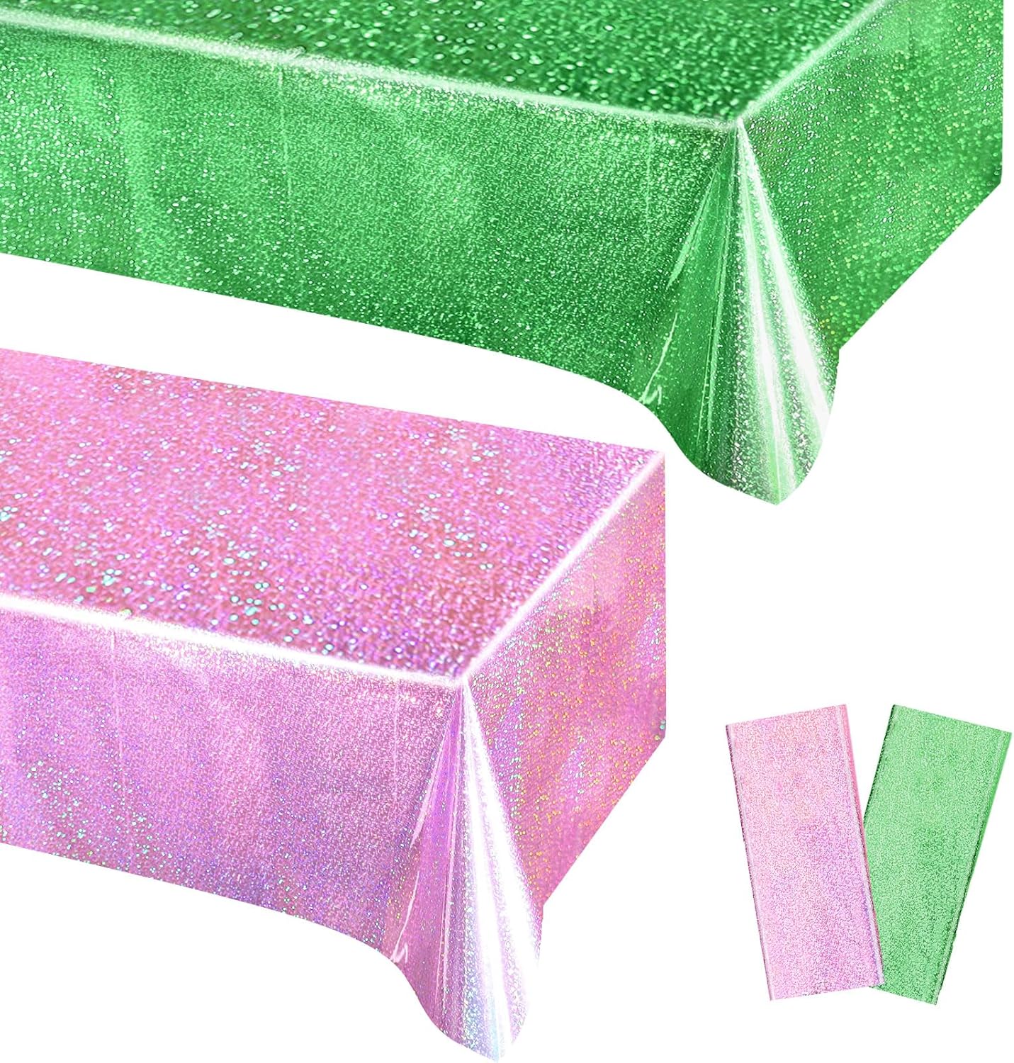Wecoe 2pcs Pink and Green Party Tablecover Streamer