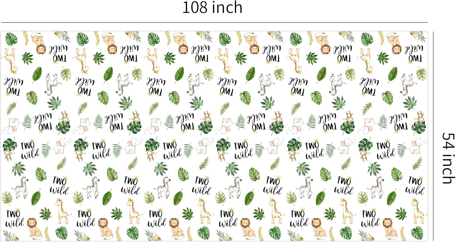 Two Wild Birthday Tablecloth Set 3 Pack 54in x 108in Safari Jungle Theme