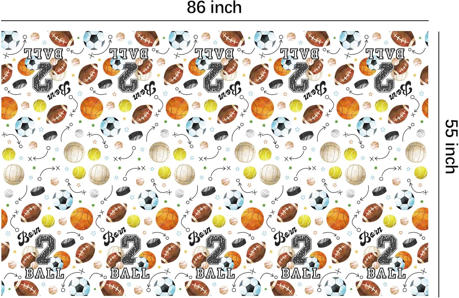 Sports 2nd Birthday Tablecloth Set 3 Pack