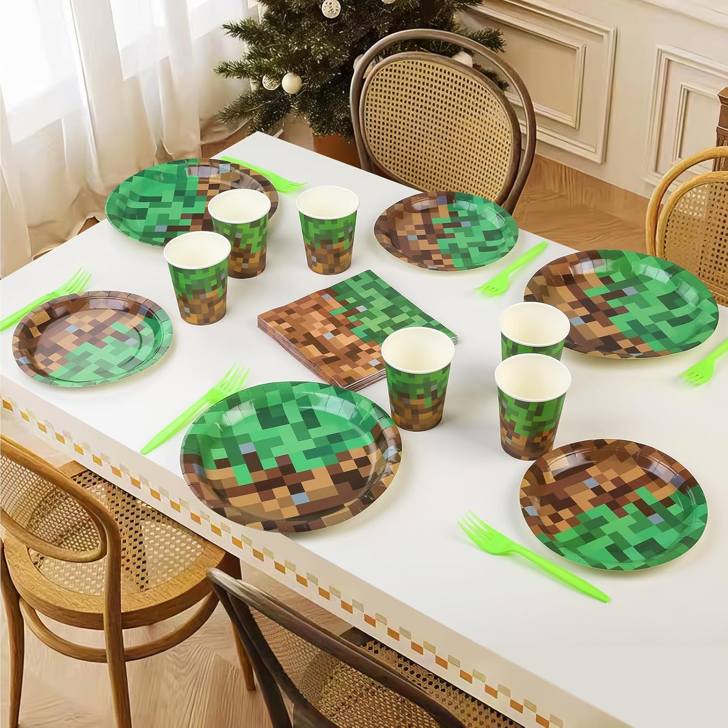 Pixel Gaming Party Supplies Set 100 PCS for 20 Guests