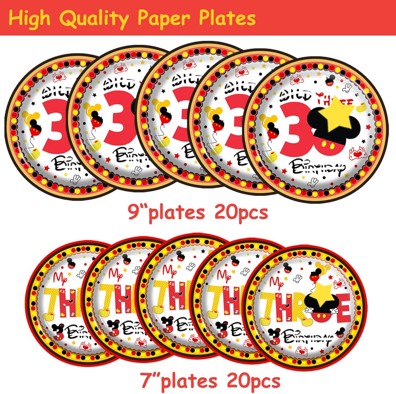 XXDecor 80 Pcs Red Cartoon Birthday Plates and Napkins Set
