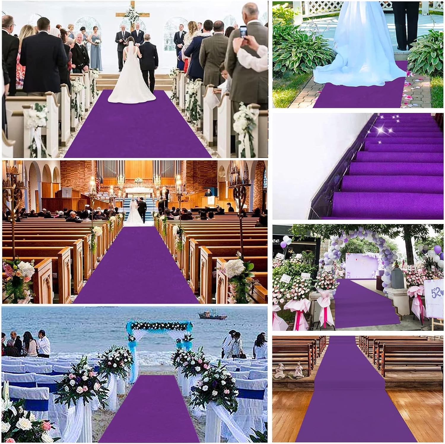 Purple Carpet Runners 2mm Wedding Aisle Runner Mat for Non-Slip Events
