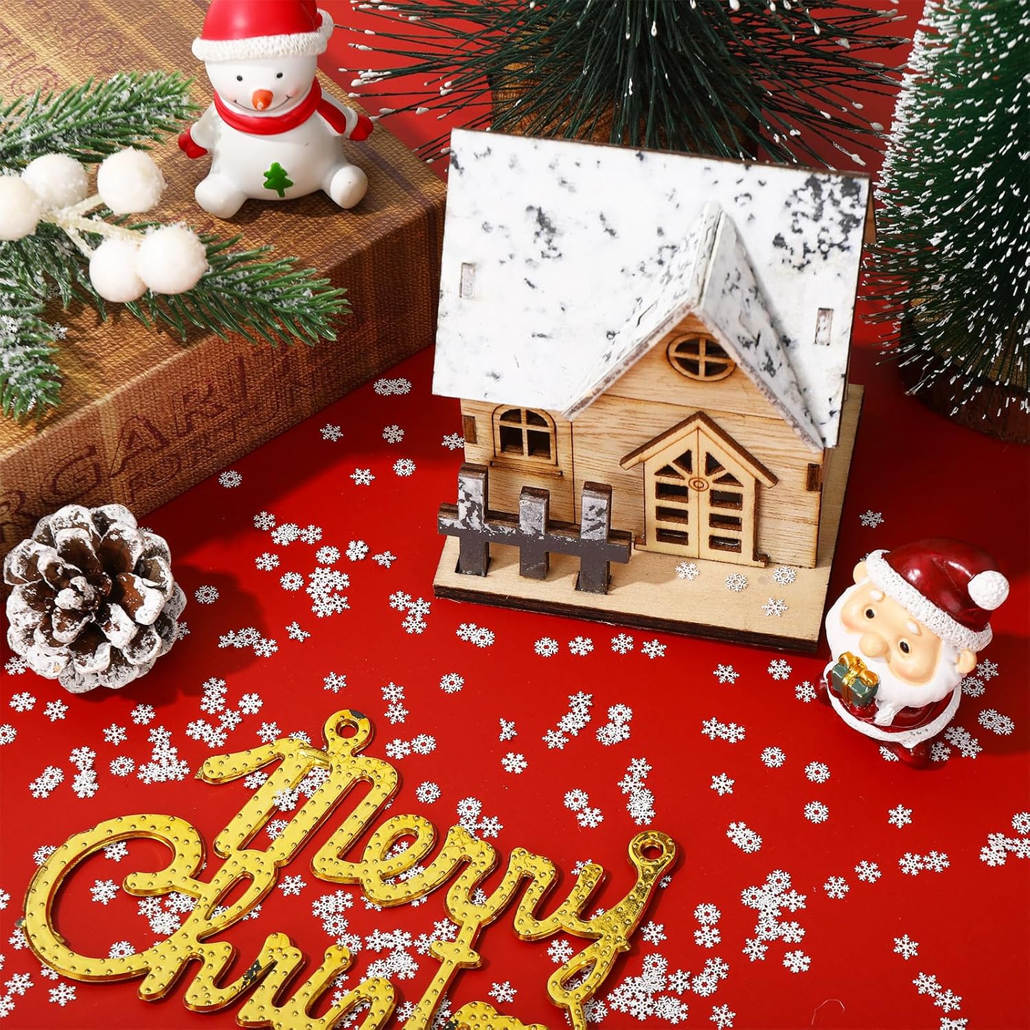 400 Pcs Mini Metal Snowflake Craft Decor