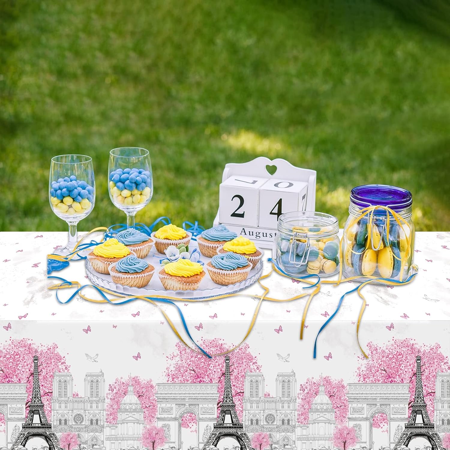 ZOIIWA 3 Piece Paris Eiffel Tower Tablecloths