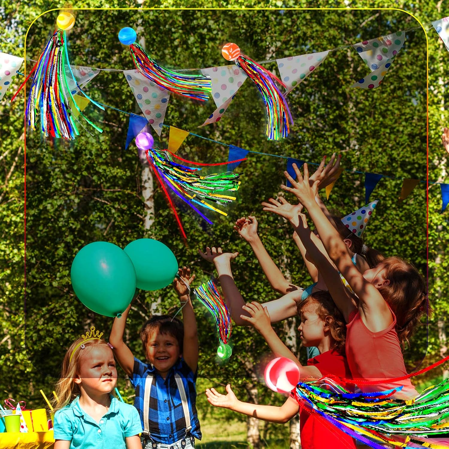 Aoriher 45 Pcs Bouncy Balls with Streamers Party Favors