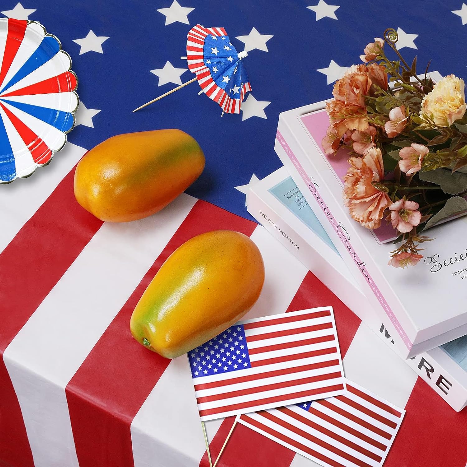 Childom 3 Pack Patriotic Tablecloths 54x108 Inches