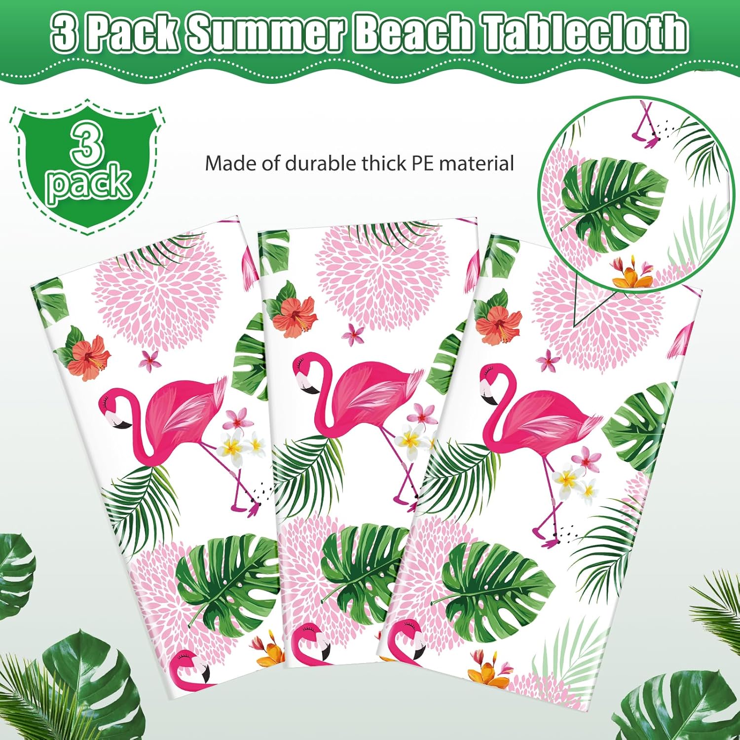 3 Pack Summer Flamingo Tablecloths for Parties