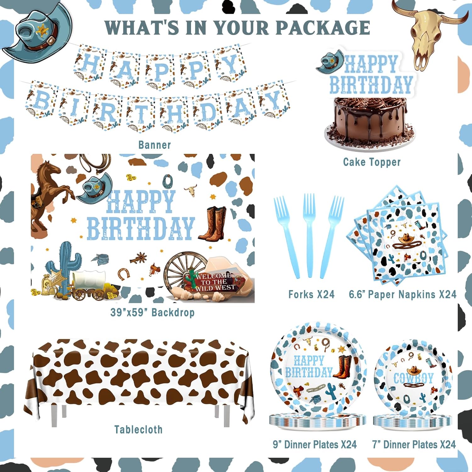 Cowboy Party Decorations Set for Boys