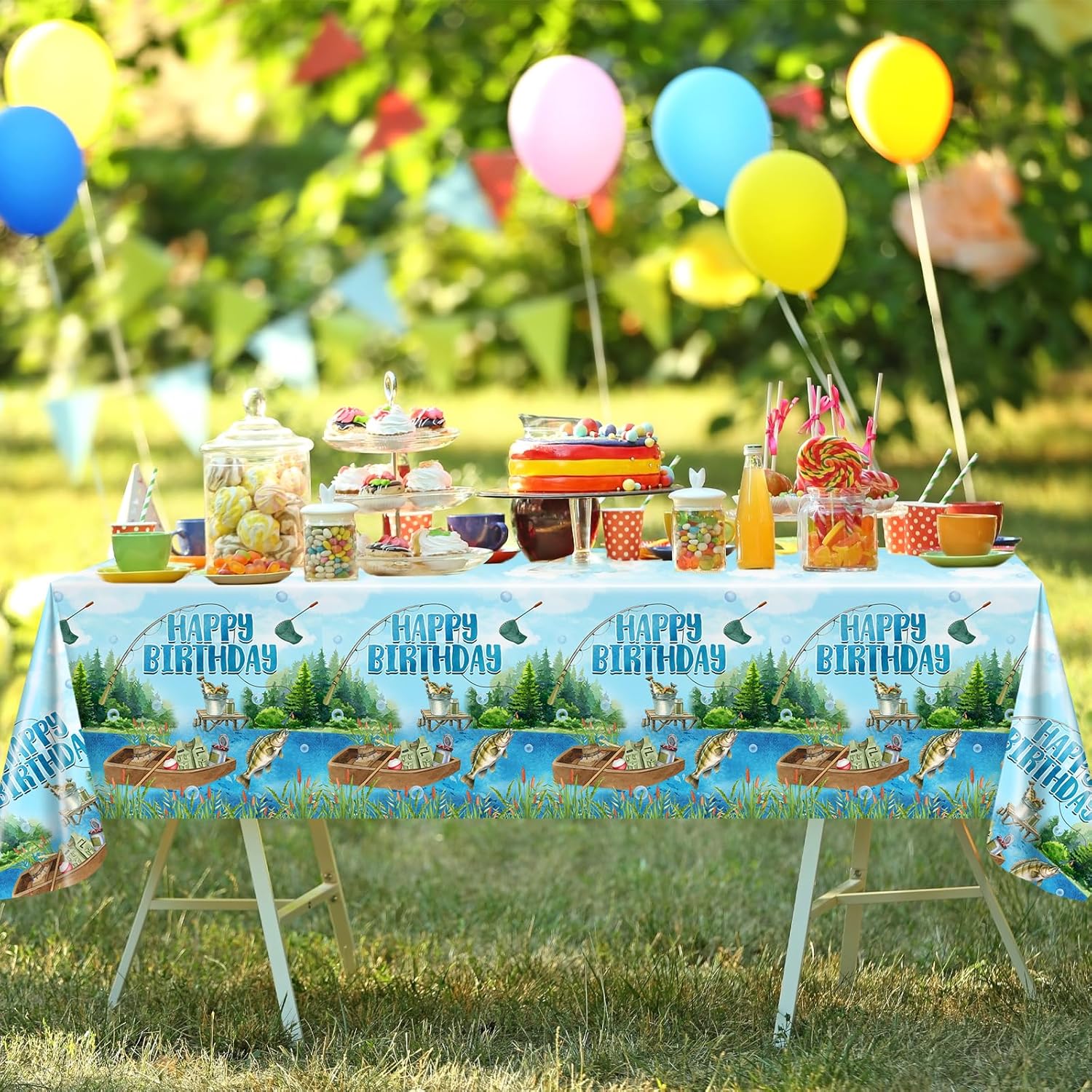 Avezano 3 Pcs Fishing Birthday Tablecloths