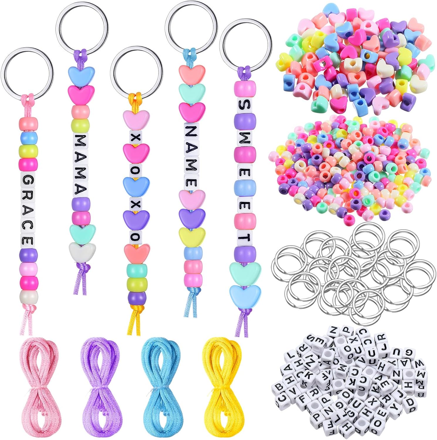 Landical 564 Pcs DIY Bead Keychain Kit