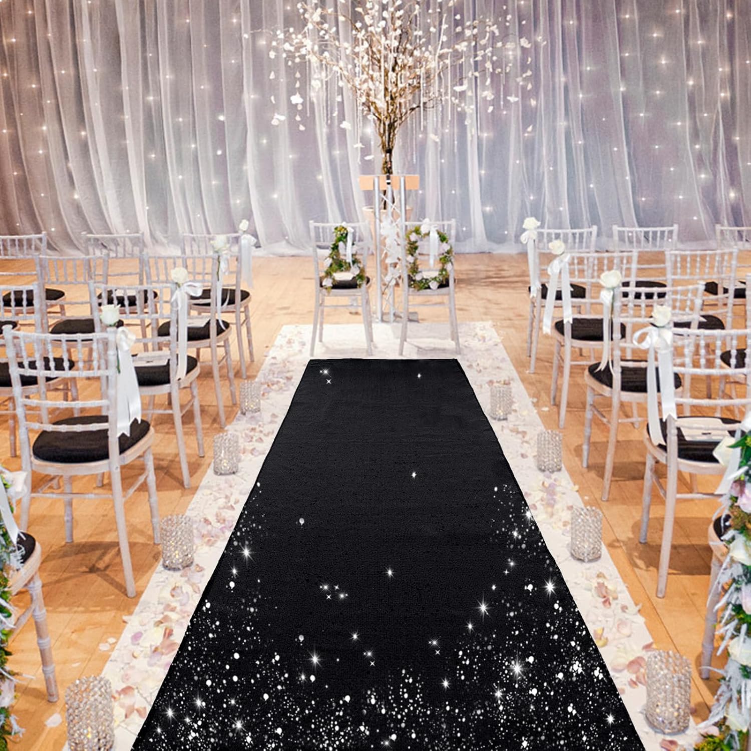 PartyDelight Sequin Aisle Runner Black 2FTx15FT