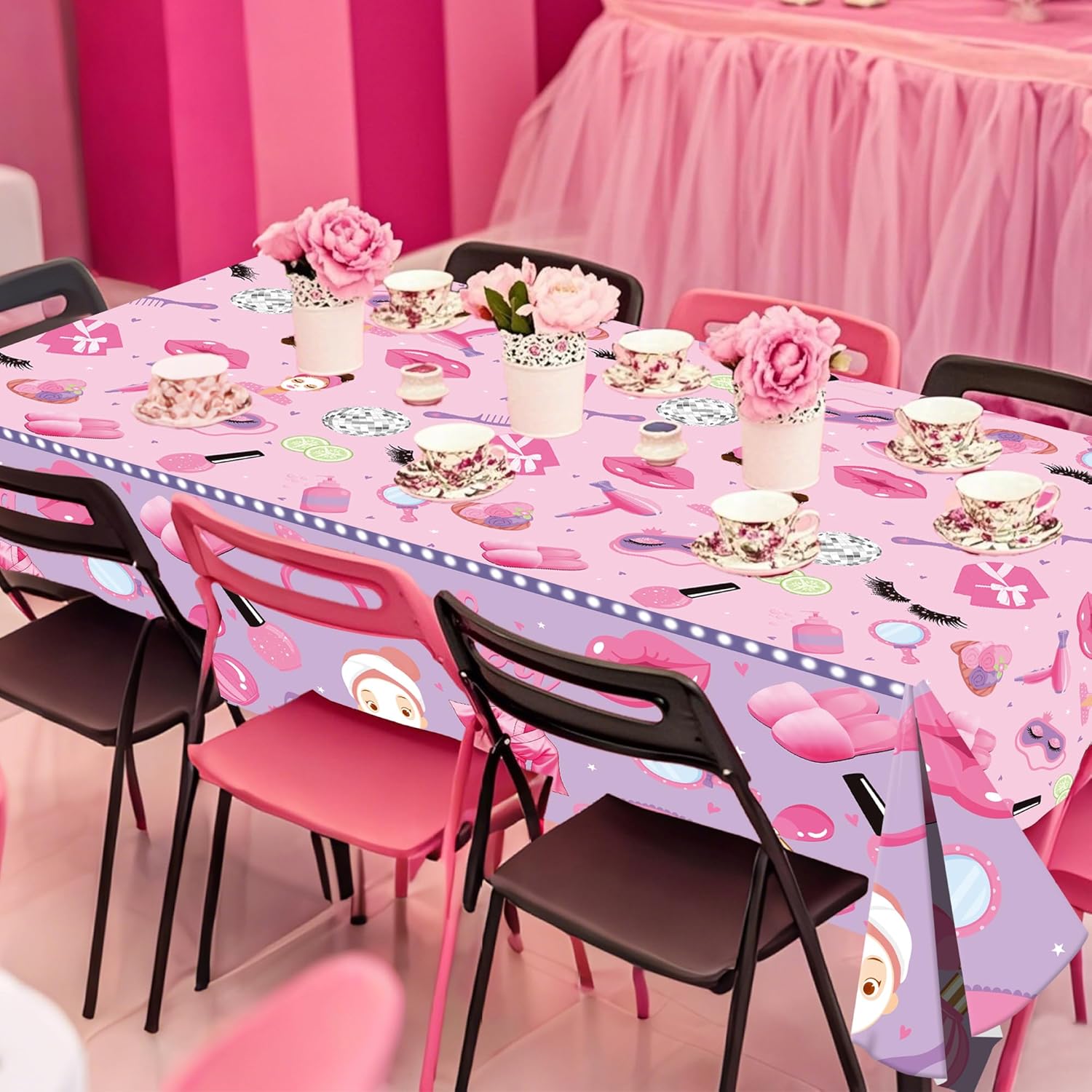 Umoni Spa Tablecloth Makeup Themed Birthday Party Decorations 2PCS