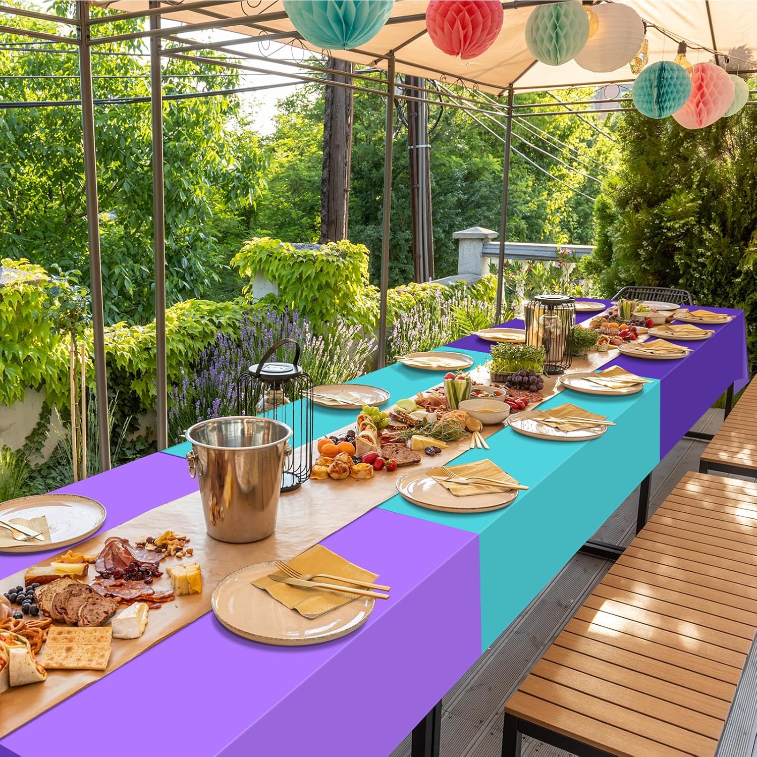 6 Pack Mermaid Tablecloths Blue Purple Princess Decor for Parties