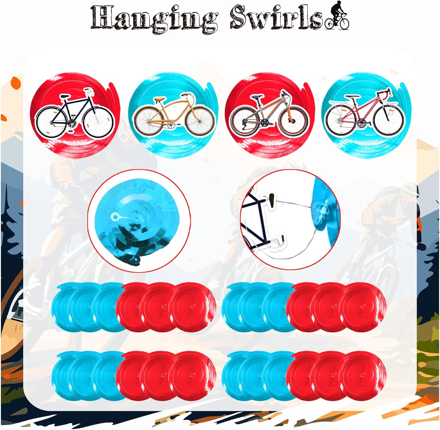 24 Piece Bicycle Hanging Streamers for Birthday Parties