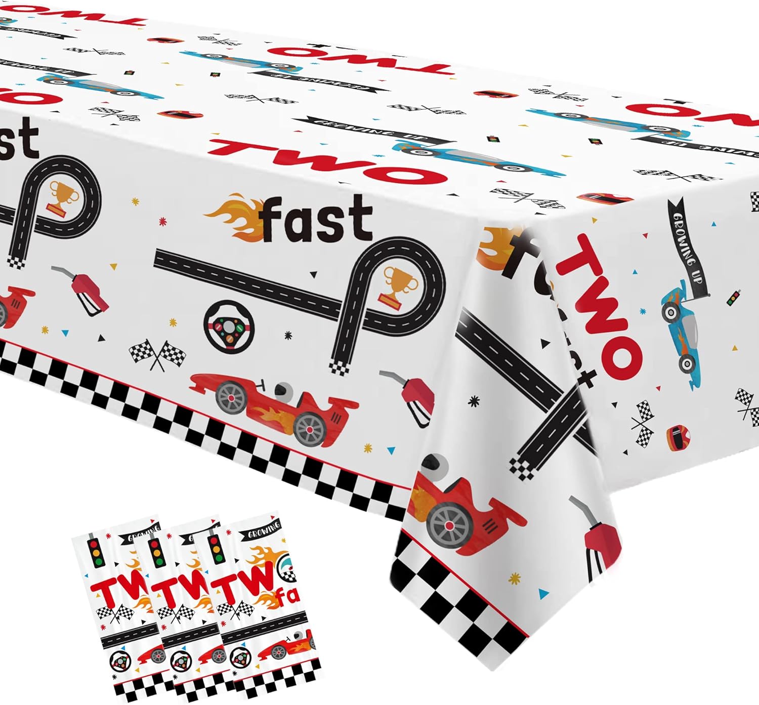 Xigejob Race Car 2nd Birthday Tablecloth Set