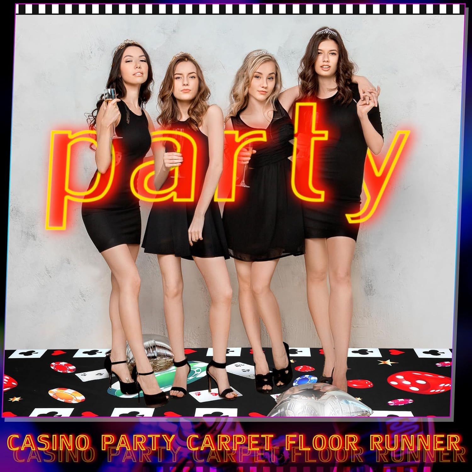 Thyle Casino Red and Black Carpet Runner Rug for Party Aisle