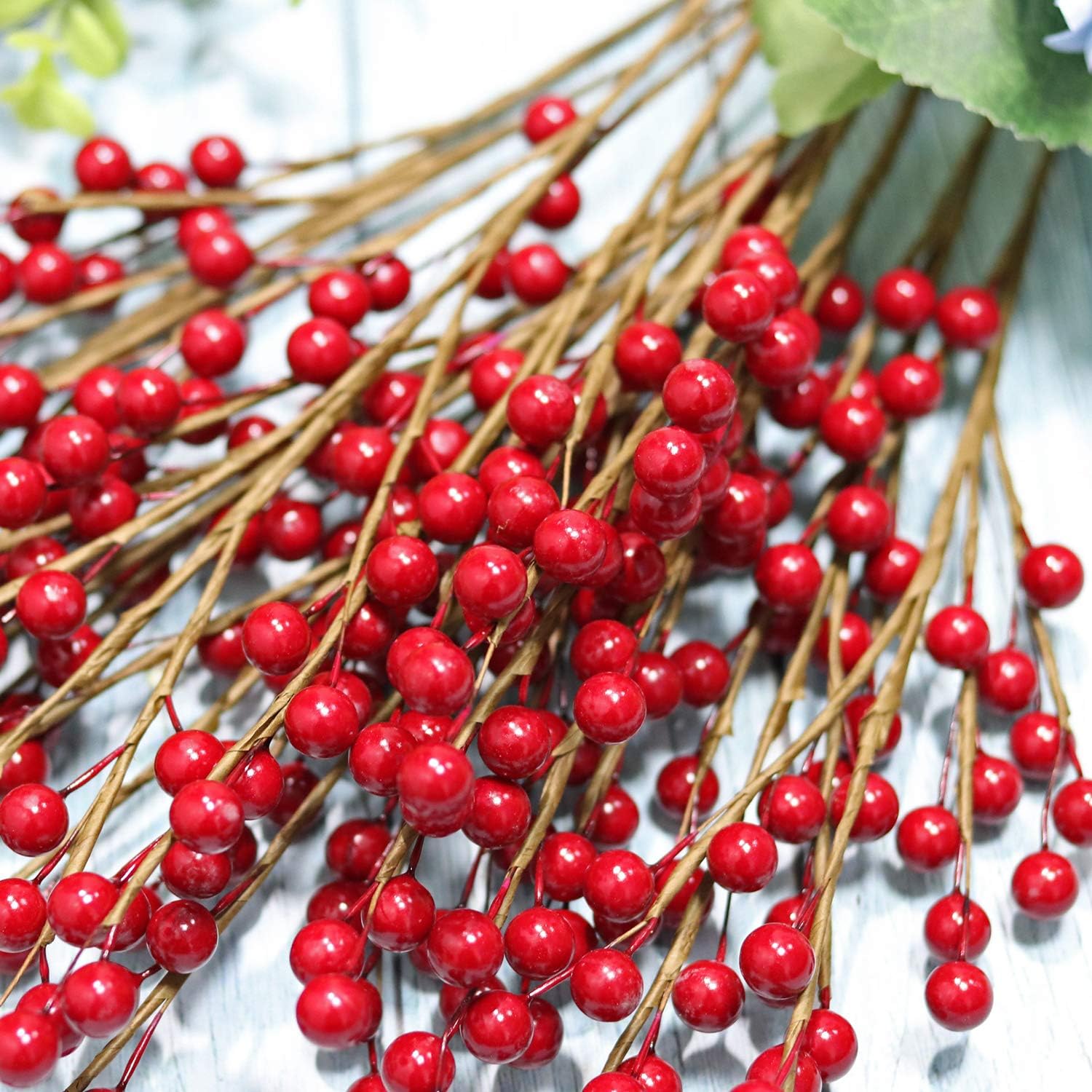 12 Pcs Artificial Red Berries Stems 135 Inch Waterproof Floral Picks