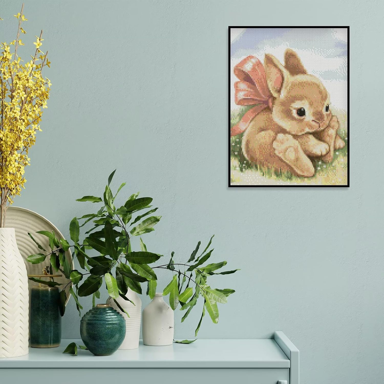 5D Diamond Painting Kit Vintage Bunny 8x12inch