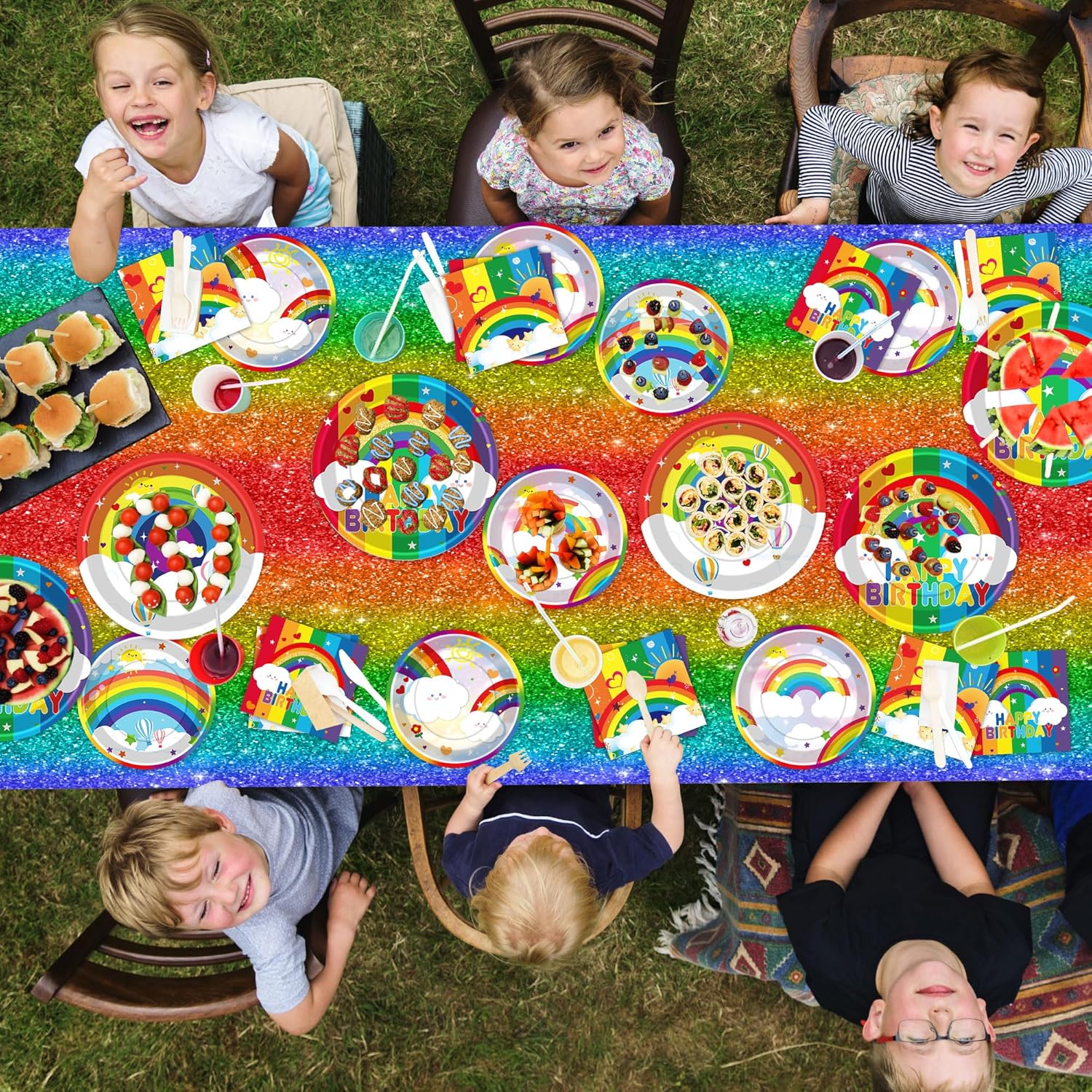 DMIGHT Rainbow Party Supplies Set for Boys