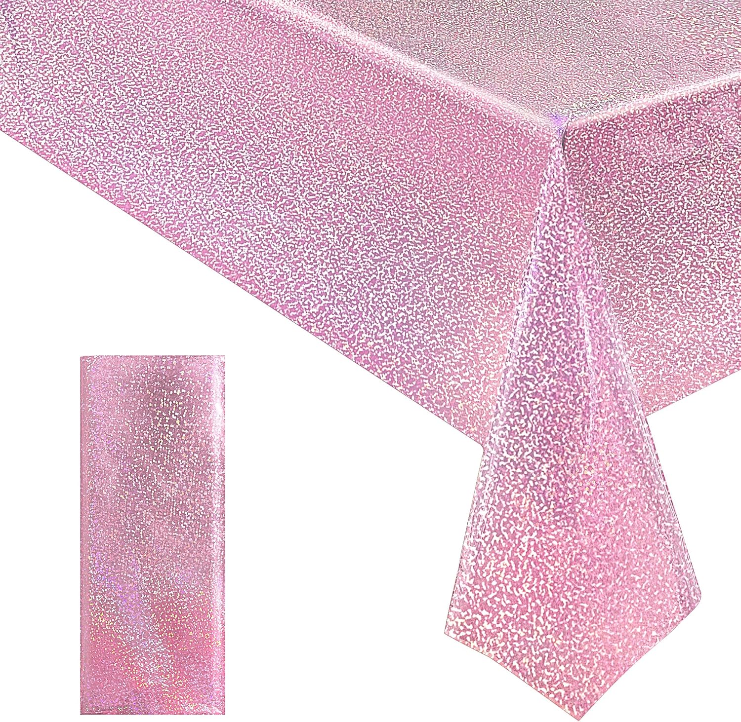 1 Piece Pale Pink Holographic Laser Tablecloth 40x108