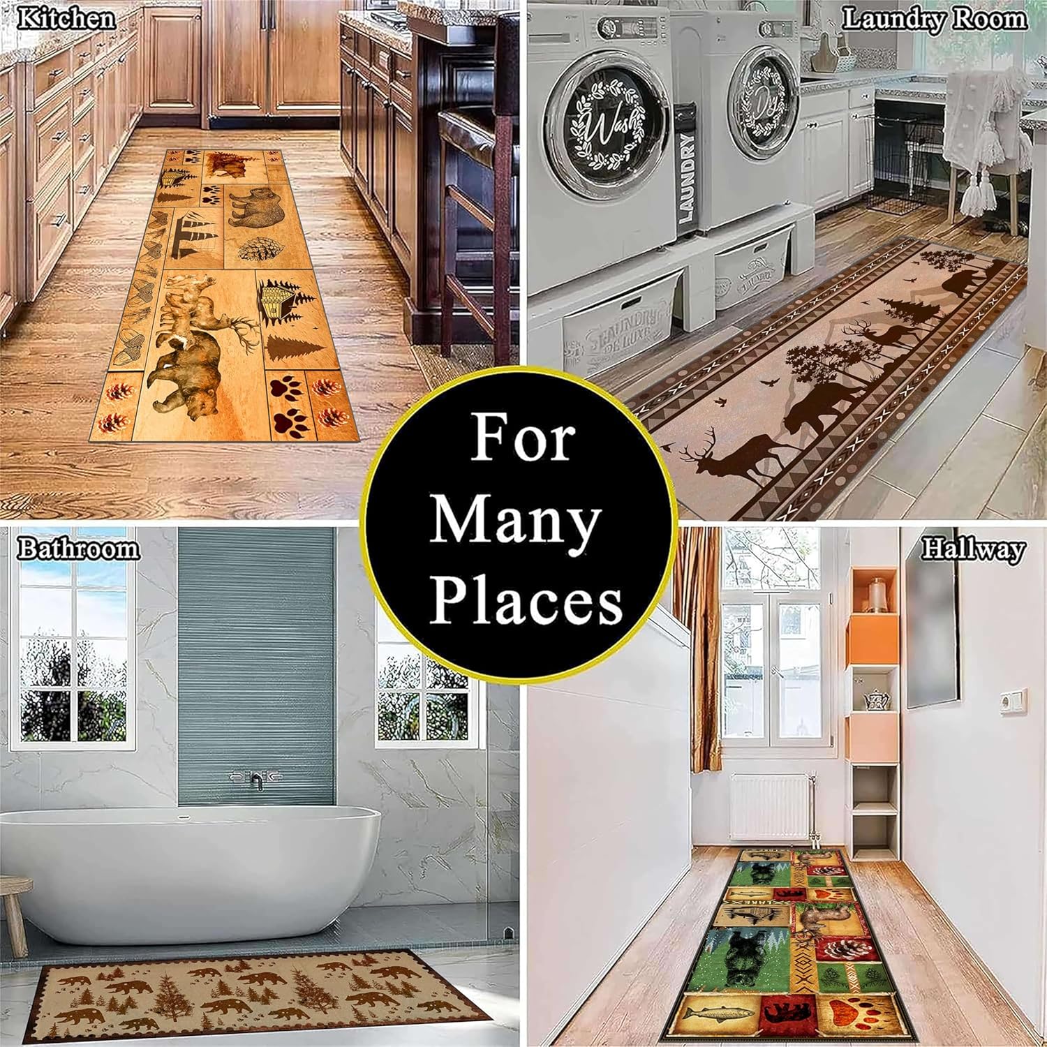 Rugroom Bear Long Runner Rug 2x6ft Rustic