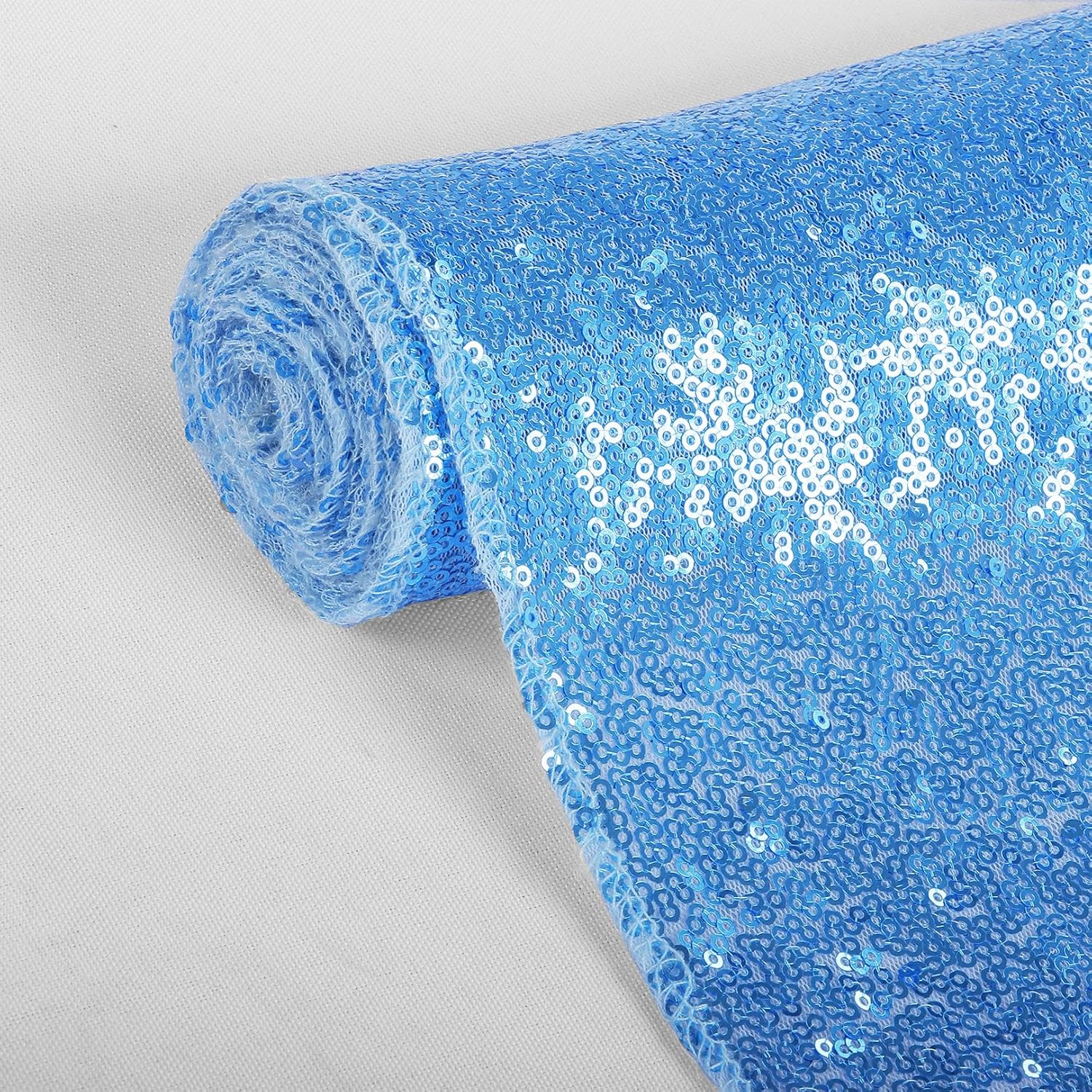 DUOBAO Baby Blue Sequin Aisle Runner for Weddings
