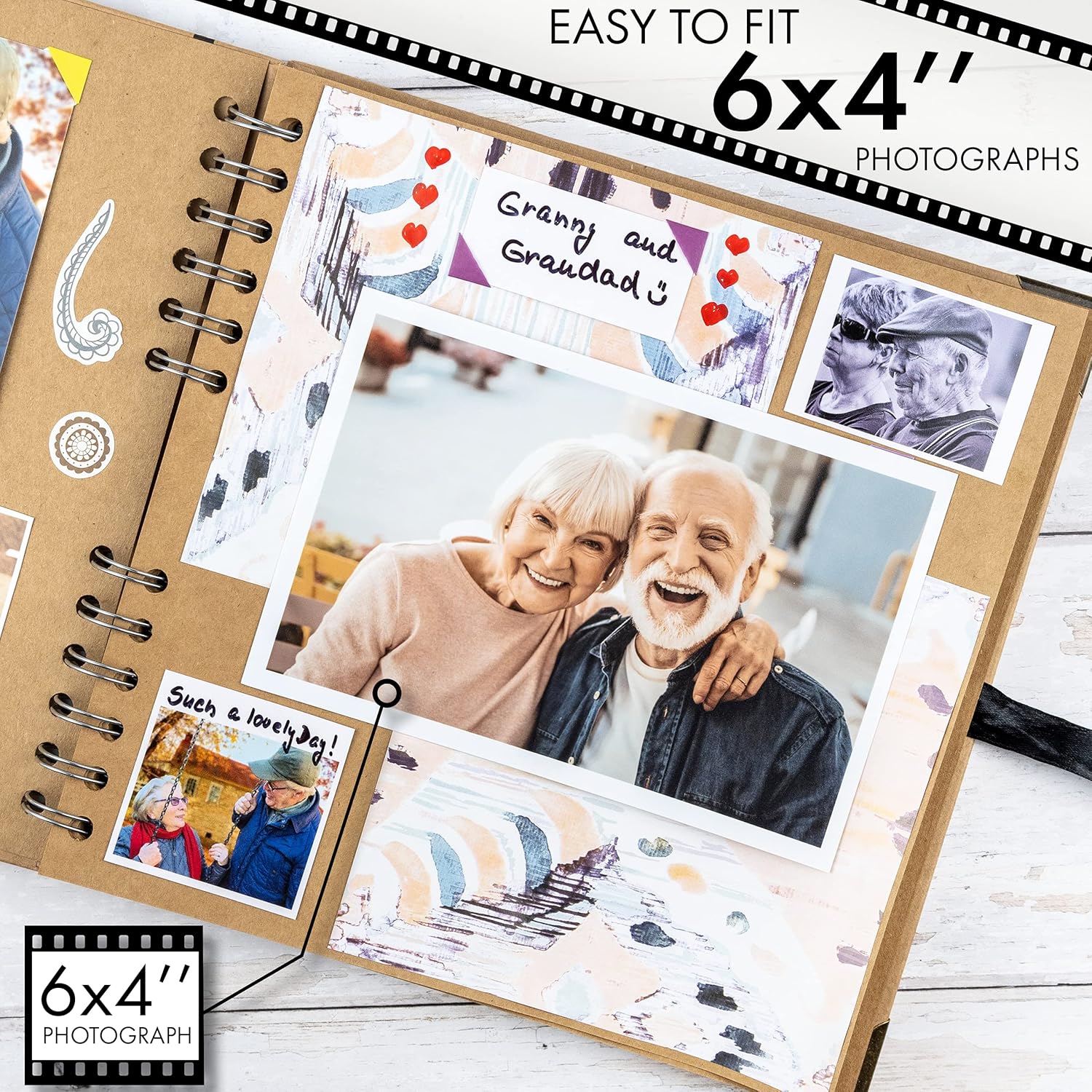 Bstorify Scrapbook Album 60 Pages 8x8 Brown Kraft Paper